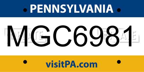 MGC6981 Pennsylvania License Plate