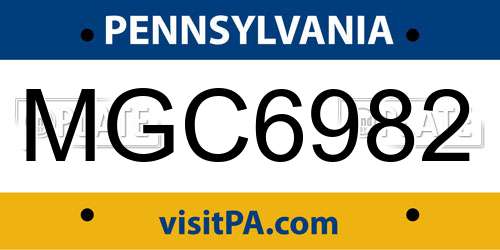 MGC6982 Pennsylvania License Plate