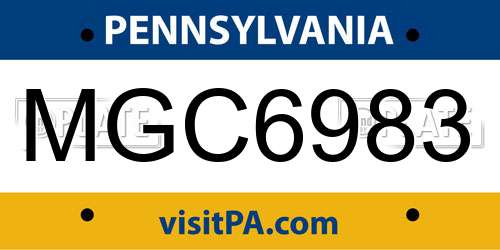 MGC6983 Pennsylvania License Plate