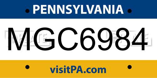 MGC6984 Pennsylvania License Plate