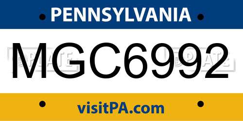MGC6992 Pennsylvania License Plate