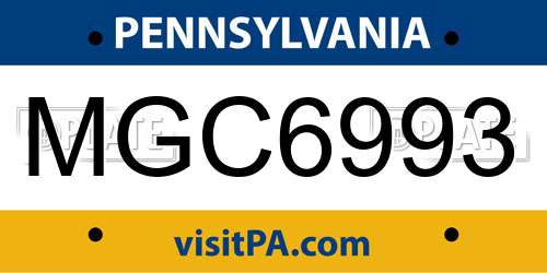 MGC6993 Pennsylvania License Plate
