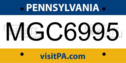MGC6995 Pennsylvania License Plate
