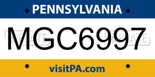 MGC6997 Pennsylvania License Plate