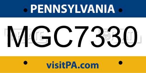 MGC7330 Pennsylvania License Plate