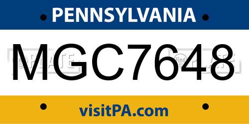 MGC7648 Pennsylvania License Plate