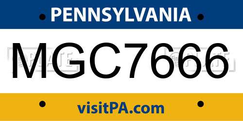 MGC7666 Pennsylvania License Plate