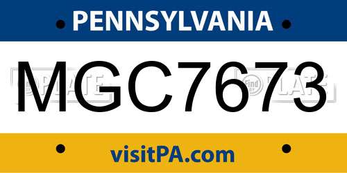 MGC7673 Pennsylvania License Plate