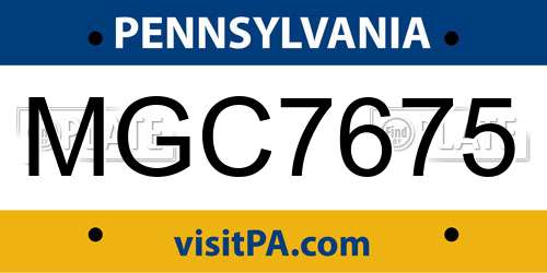 MGC7675 Pennsylvania License Plate