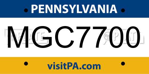 MGC7700 Pennsylvania License Plate