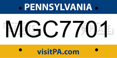 MGC7701 Pennsylvania License Plate