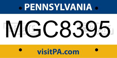 MGC8395 Pennsylvania License Plate