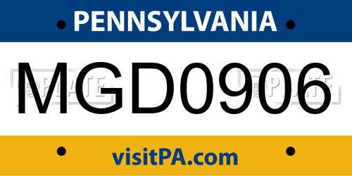 MGD0906 Pennsylvania License Plate