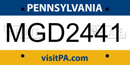 MGD2441 Pennsylvania License Plate