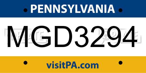 MGD3294 Pennsylvania License Plate