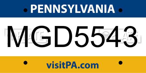 MGD5543 Pennsylvania License Plate