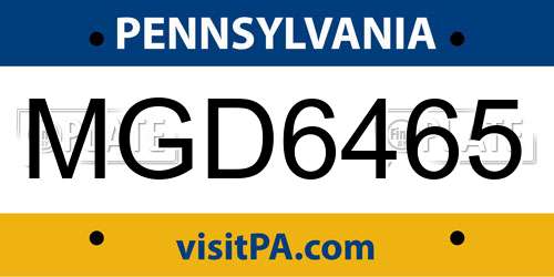 MGD6465 Pennsylvania License Plate