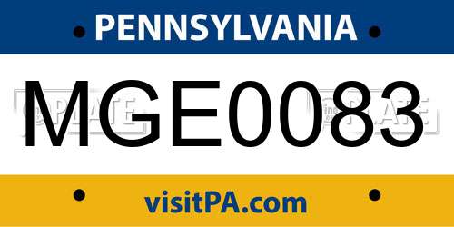 MGE0083 Pennsylvania License Plate