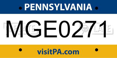 MGE0271 Pennsylvania License Plate