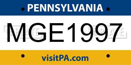 MGE1997 Pennsylvania License Plate