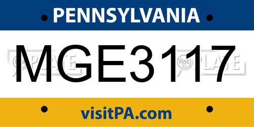 MGE3117 Pennsylvania License Plate