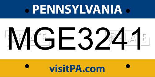 MGE3241 Pennsylvania License Plate