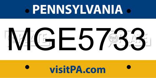 MGE5733 Pennsylvania License Plate