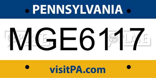 MGE6117 Pennsylvania License Plate