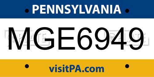 MGE6949 Pennsylvania License Plate
