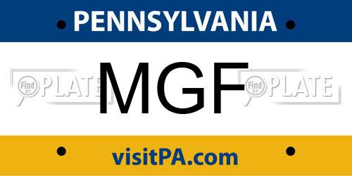 MGF Pennsylvania License Plate