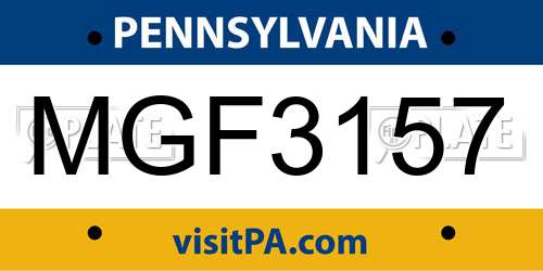 MGF3157 Pennsylvania License Plate