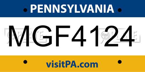 MGF4124 Pennsylvania License Plate