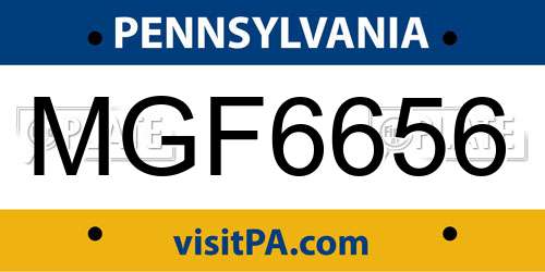 MGF6656 Pennsylvania License Plate