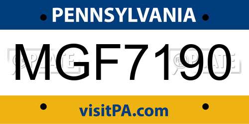 MGF7190 Pennsylvania License Plate