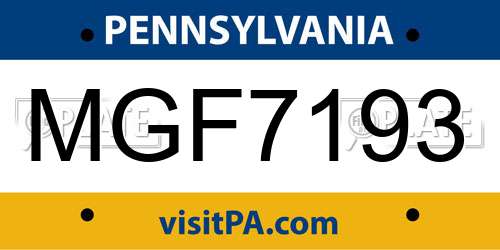 MGF7193 Pennsylvania License Plate