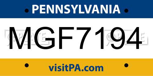 MGF7194 Pennsylvania License Plate
