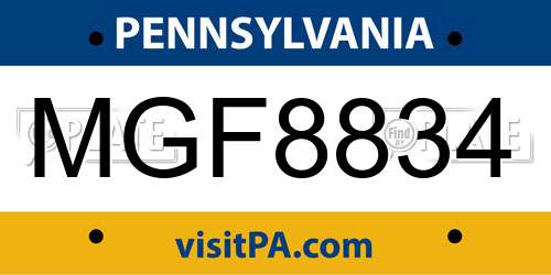 MGF8834 Pennsylvania License Plate