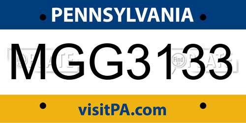 MGG3133 Pennsylvania License Plate