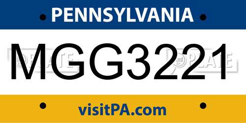 MGG3221 Pennsylvania License Plate