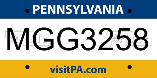MGG3258 Pennsylvania License Plate