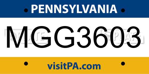 MGG3603 Pennsylvania License Plate