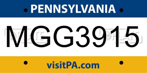 MGG3915 Pennsylvania License Plate