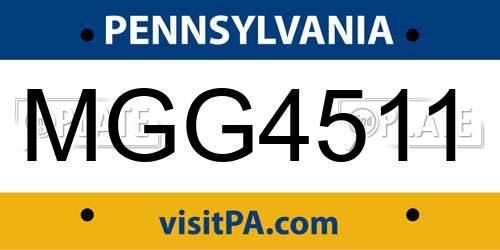 MGG4511 Pennsylvania License Plate