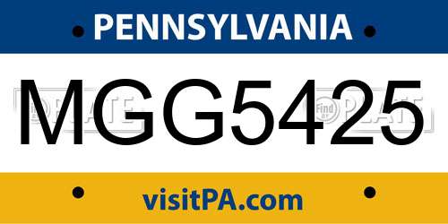 MGG5425 Pennsylvania License Plate