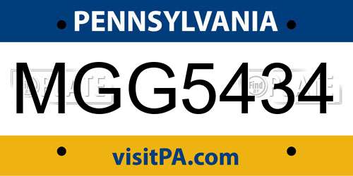 MGG5434 Pennsylvania License Plate