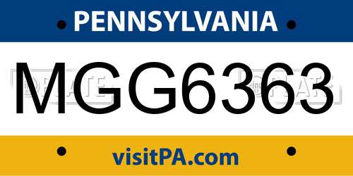 MGG6363 Pennsylvania License Plate