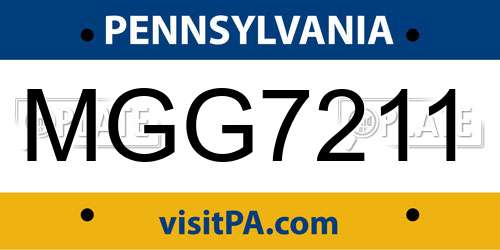 MGG7211 Pennsylvania License Plate