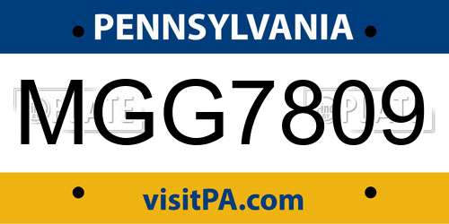 MGG7809 Pennsylvania License Plate