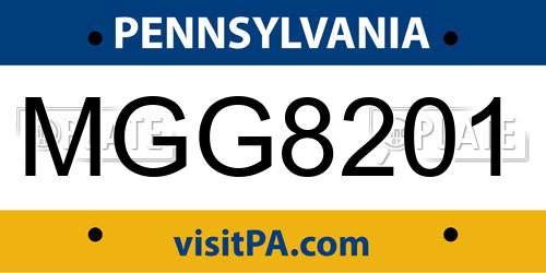 MGG8201 Pennsylvania License Plate