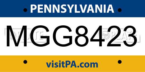 MGG8423 Pennsylvania License Plate